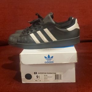 Adidas Superstar Black with White Stripes